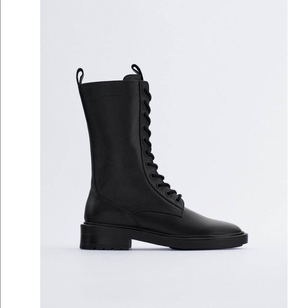 Zara leather combat boots